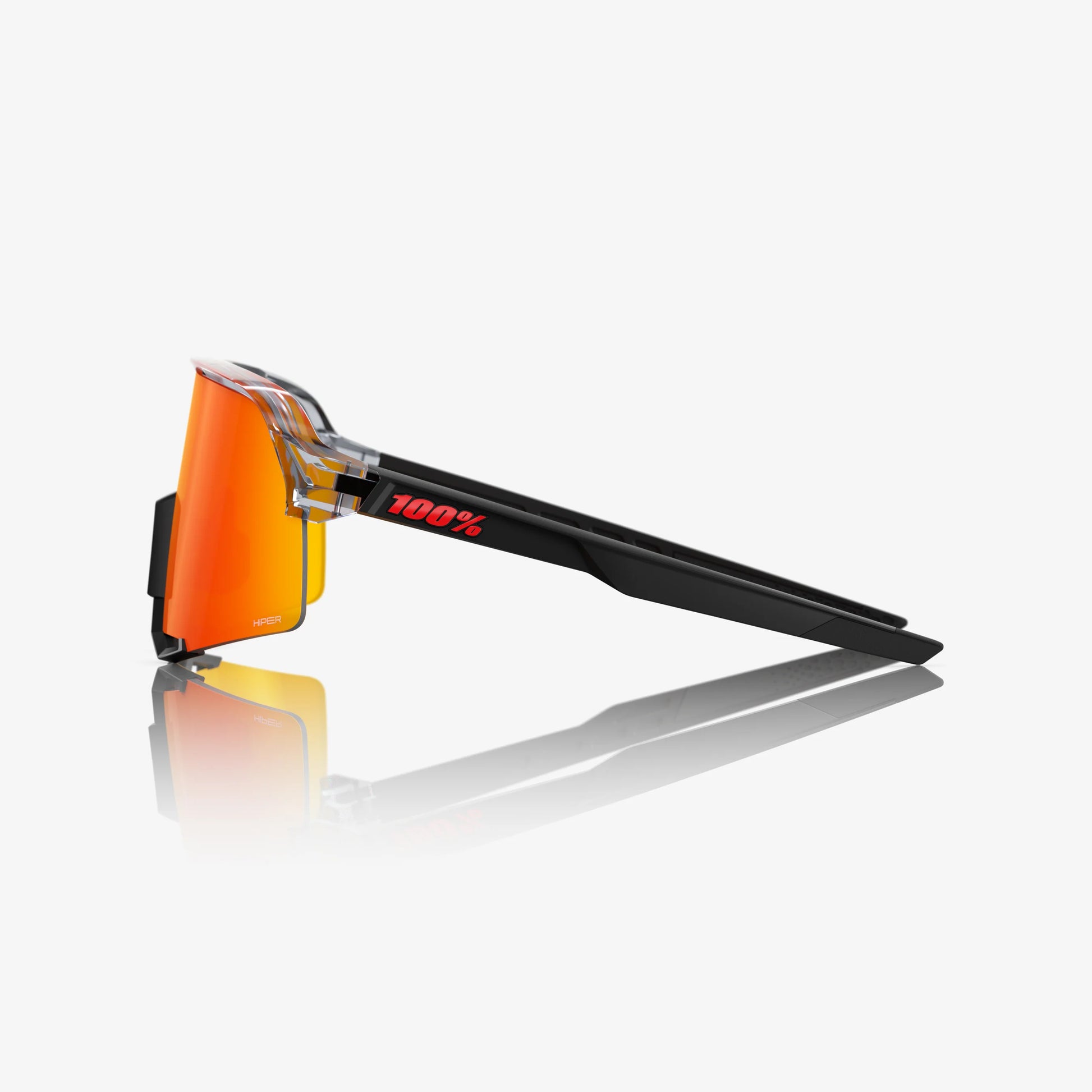 100% S3 Cycling Sunglasses, Translucent Grey/Matte Black, HiPER Red Mirror Lens image 3