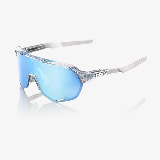 100% S2 Unisex Cycling Sunglasses - Polished Translucent Clear - Hiper Blue Mirror Lens image 1