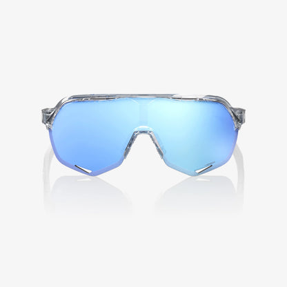 100% S2 Unisex Cycling Sunglasses - Polished Translucent Clear - Hiper Blue Mirror Lens image 4