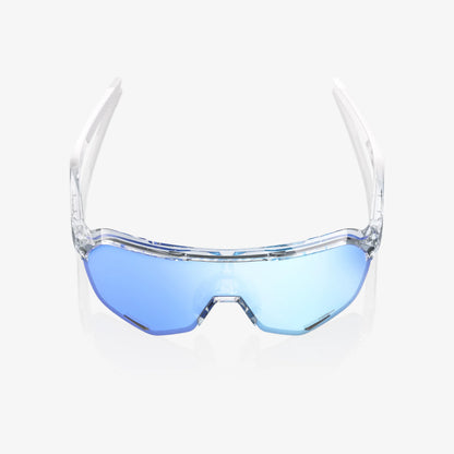 100% S2 Unisex Cycling Sunglasses - Polished Translucent Clear - Hiper Blue Mirror Lens image 2