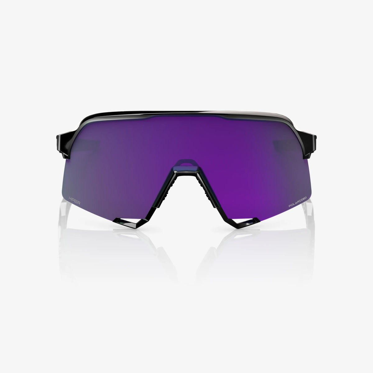 100% S3 Unisex Cycling Sunglasses - Polished Black with HiPER Polarized Lavender Mirror Lens image 4