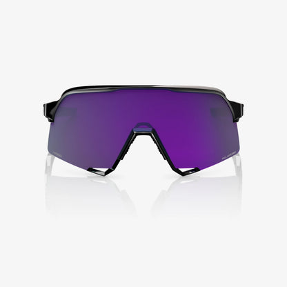 100% S3 Unisex Cycling Sunglasses - Polished Black with HiPER Polarized Lavender Mirror Lens image 4