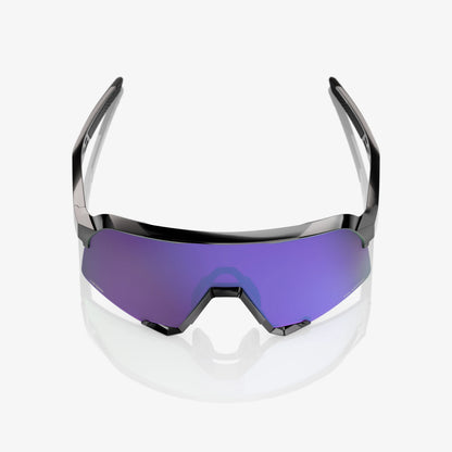 100% S3 Unisex Cycling Sunglasses - Polished Black with HiPER Polarized Lavender Mirror Lens image 2