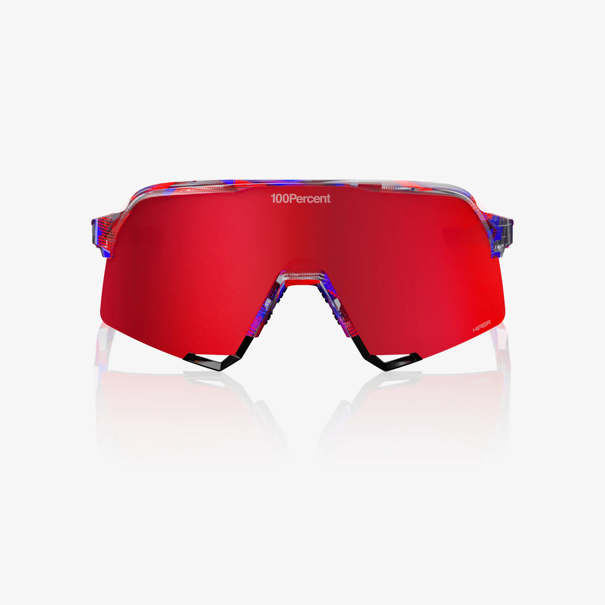 100% S3 Unisex Cycling Sunglasses - FDJ Gloss Translucent Red/Blue with HiPER Fire Red Mirror Lens image 3