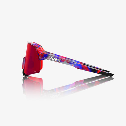 100% S3 Unisex Cycling Sunglasses - FDJ Gloss Translucent Red/Blue with HiPER Fire Red Mirror Lens image 2