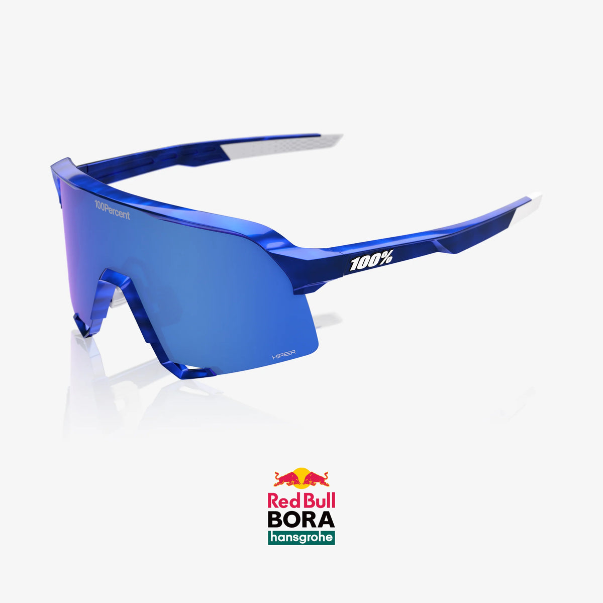 100% S3 Unisex Cycling Sunglasses - RBH Gloss Blue Holographic with HiPER Royal Blue Mirror Lens image 4