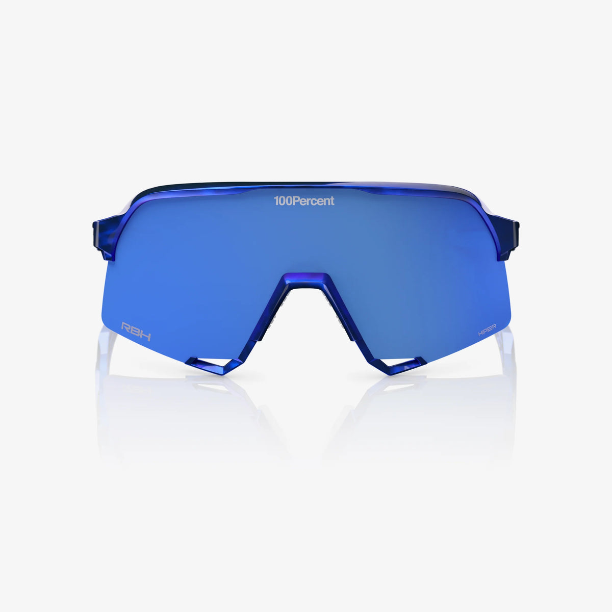 100% S3 Unisex Cycling Sunglasses - RBH Gloss Blue Holographic with HiPER Royal Blue Mirror Lens image 3
