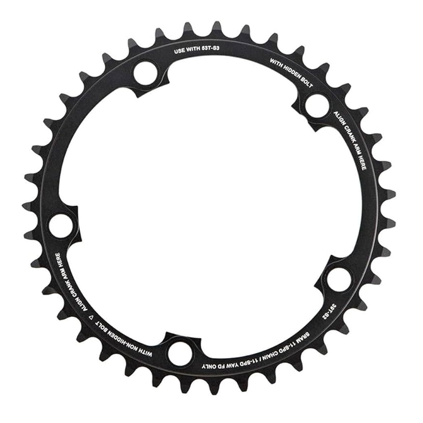 SRAM Yaw Inner Road Chain Ring 34T - 11 Speed 130 BCD, Black