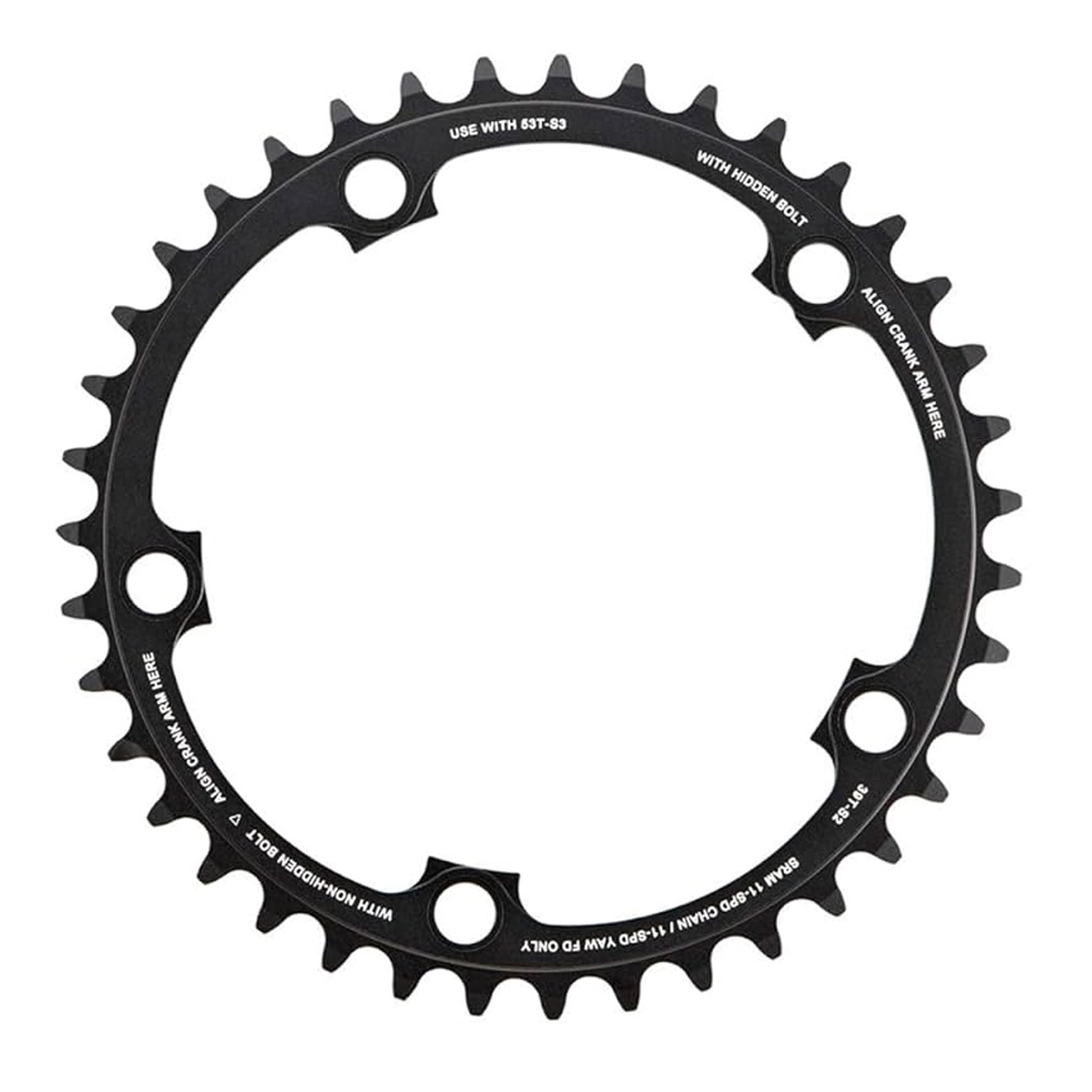SRAM Yaw Inner Road Chain Ring 34T - 11 Speed 130 BCD, Black
