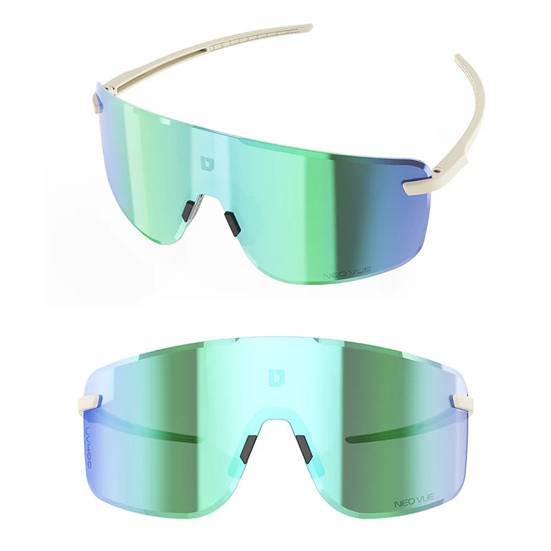 Ulac Visionär Photochromic Unisex Cycling Sunglasses, Off White/Blue Boost image 1