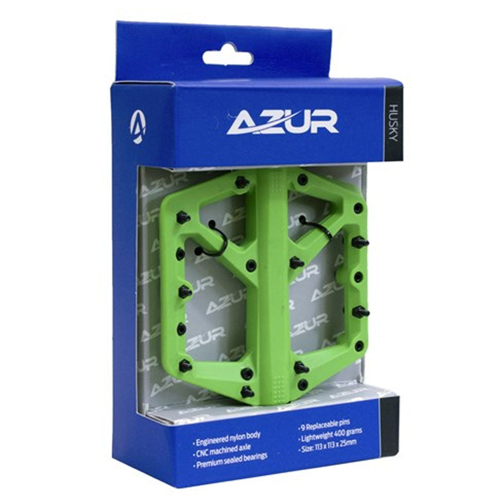 Azur Husky Flat Mountain Bike Pedals - Lime image 2