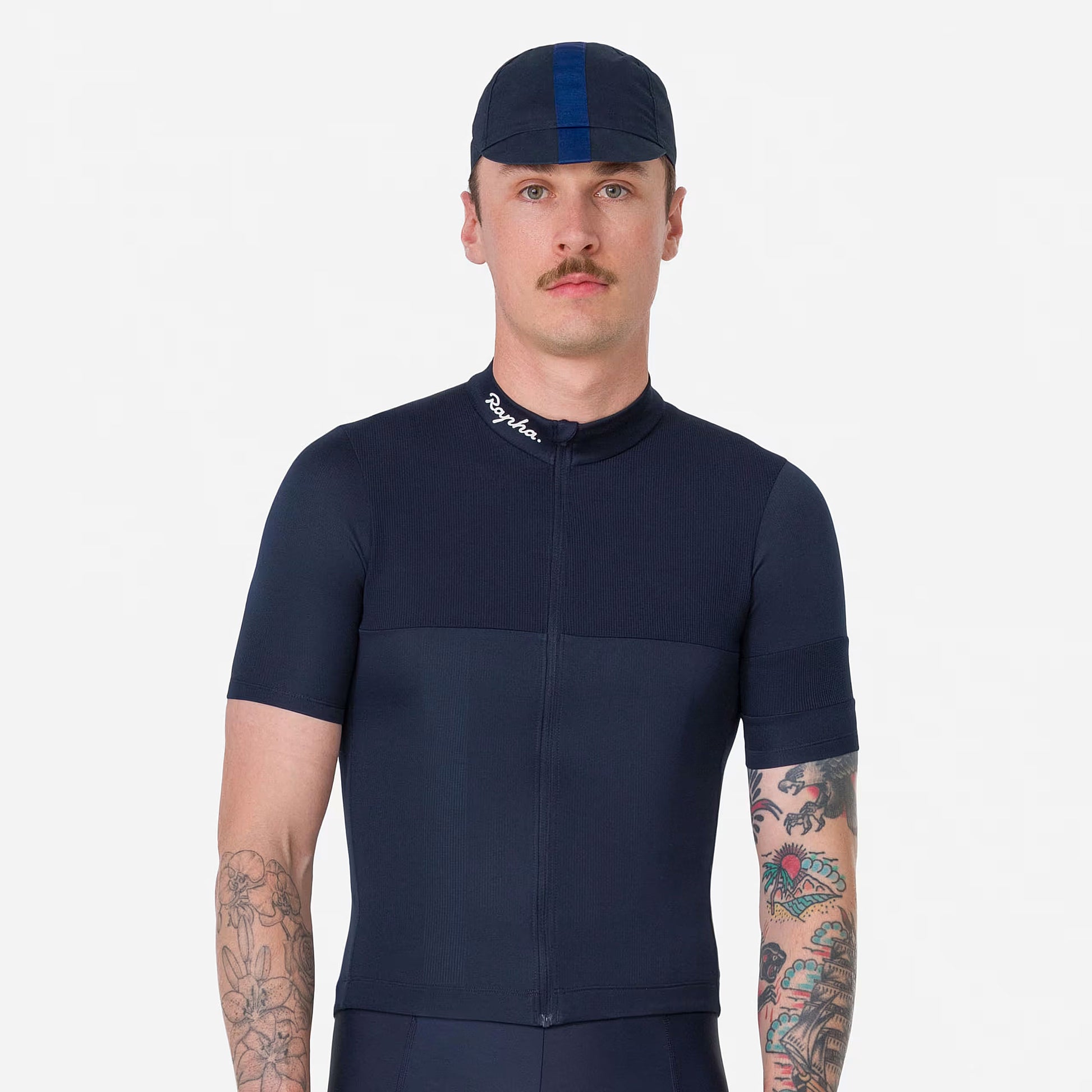 Rapha Men's Brevet Element Jersey, Dark Navy/White detail 1
