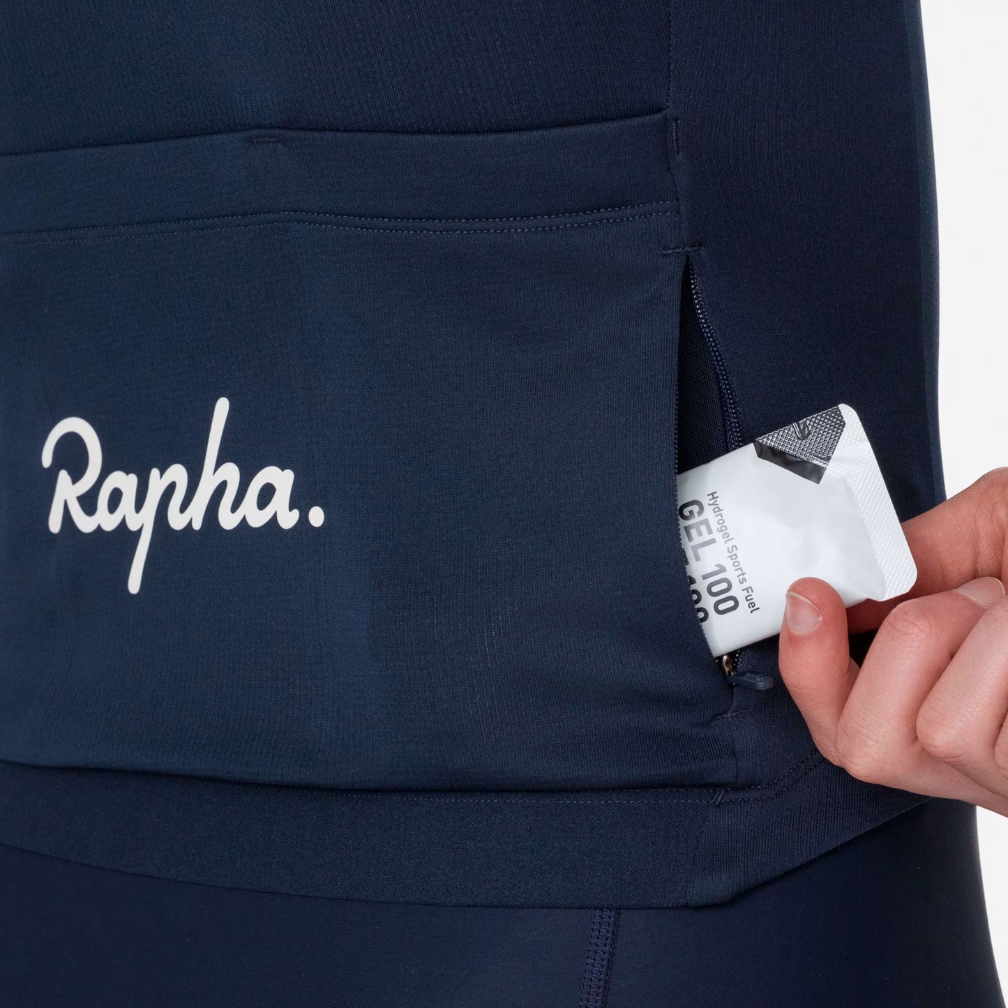 Rapha Men's Brevet Element Jersey, Dark Navy/White detail 2
