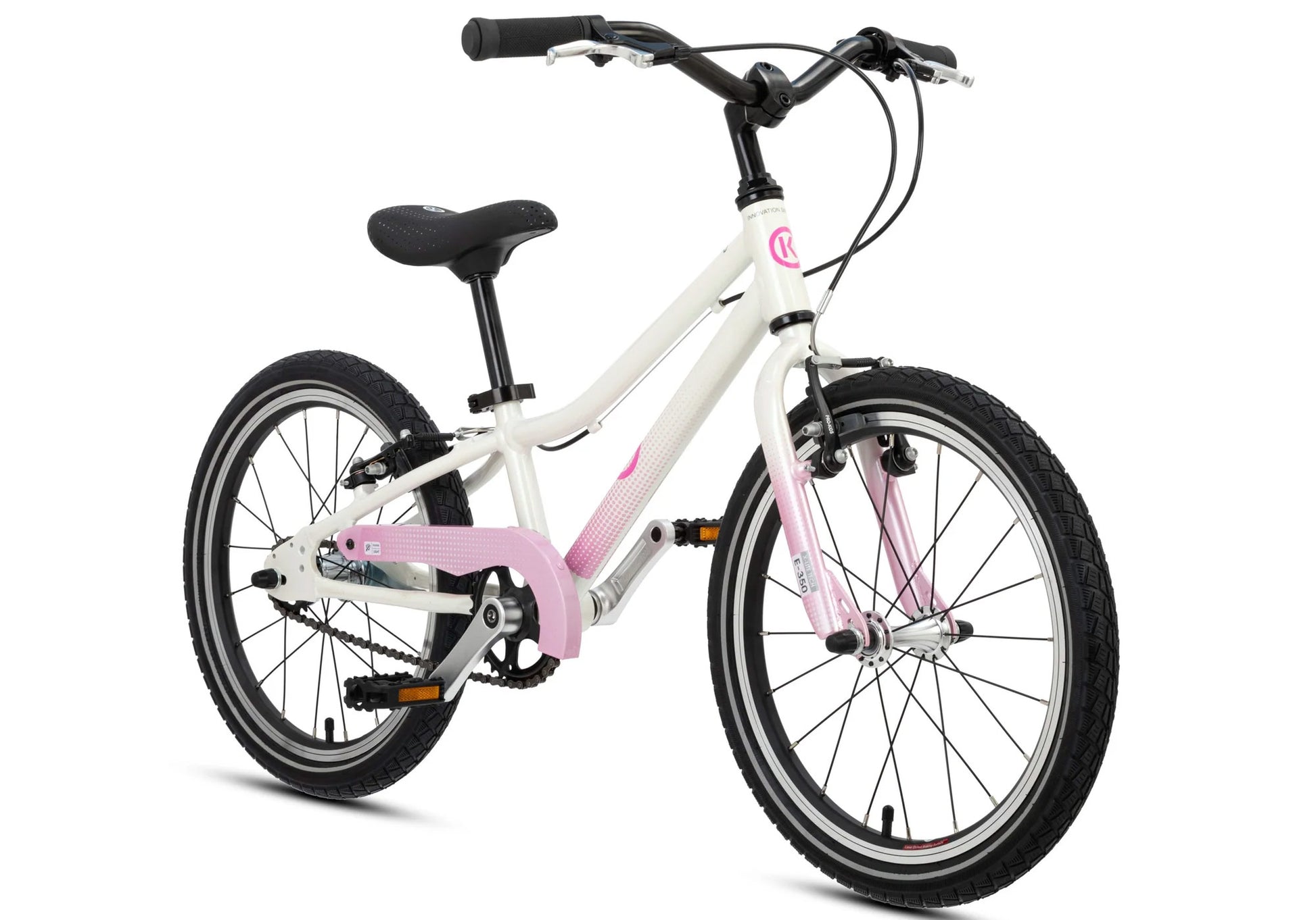 BYK E350 Girl's Bike White/Pretty Pink - Rider height: 95-117cm image 1
