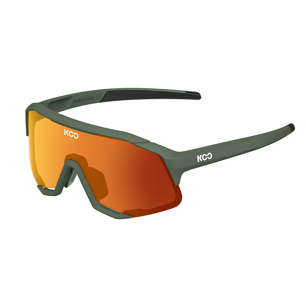 Koo Demos Unisex Cycling Sunglasses - Green Matt/Light Orange Mirror Lens