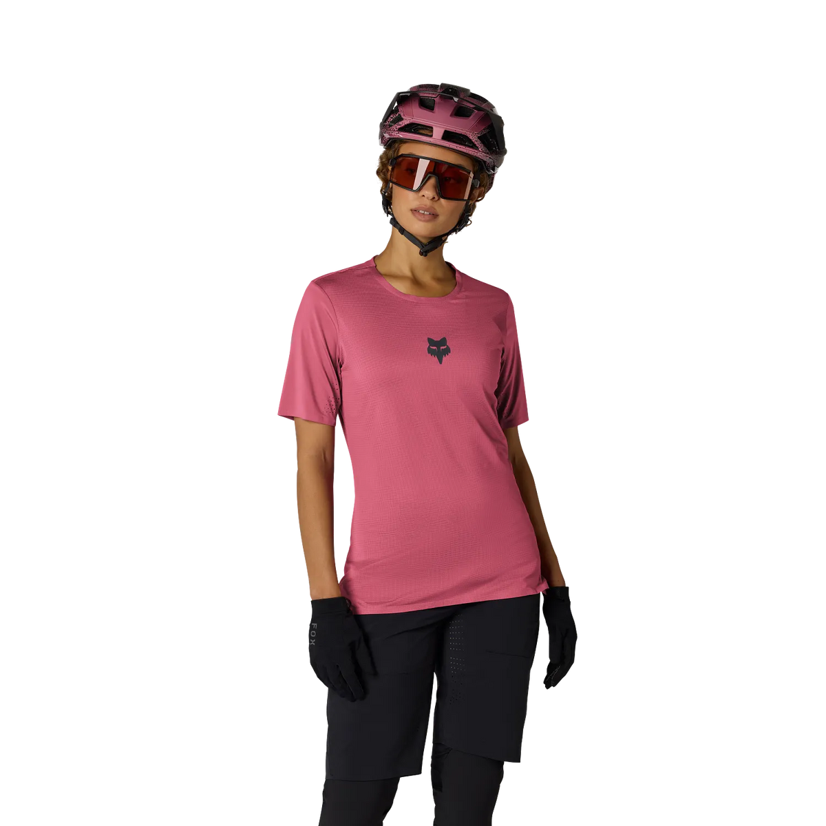 Fox Flexair Women's Short Sleeve Mountain Bike Jersey - Berry image 3