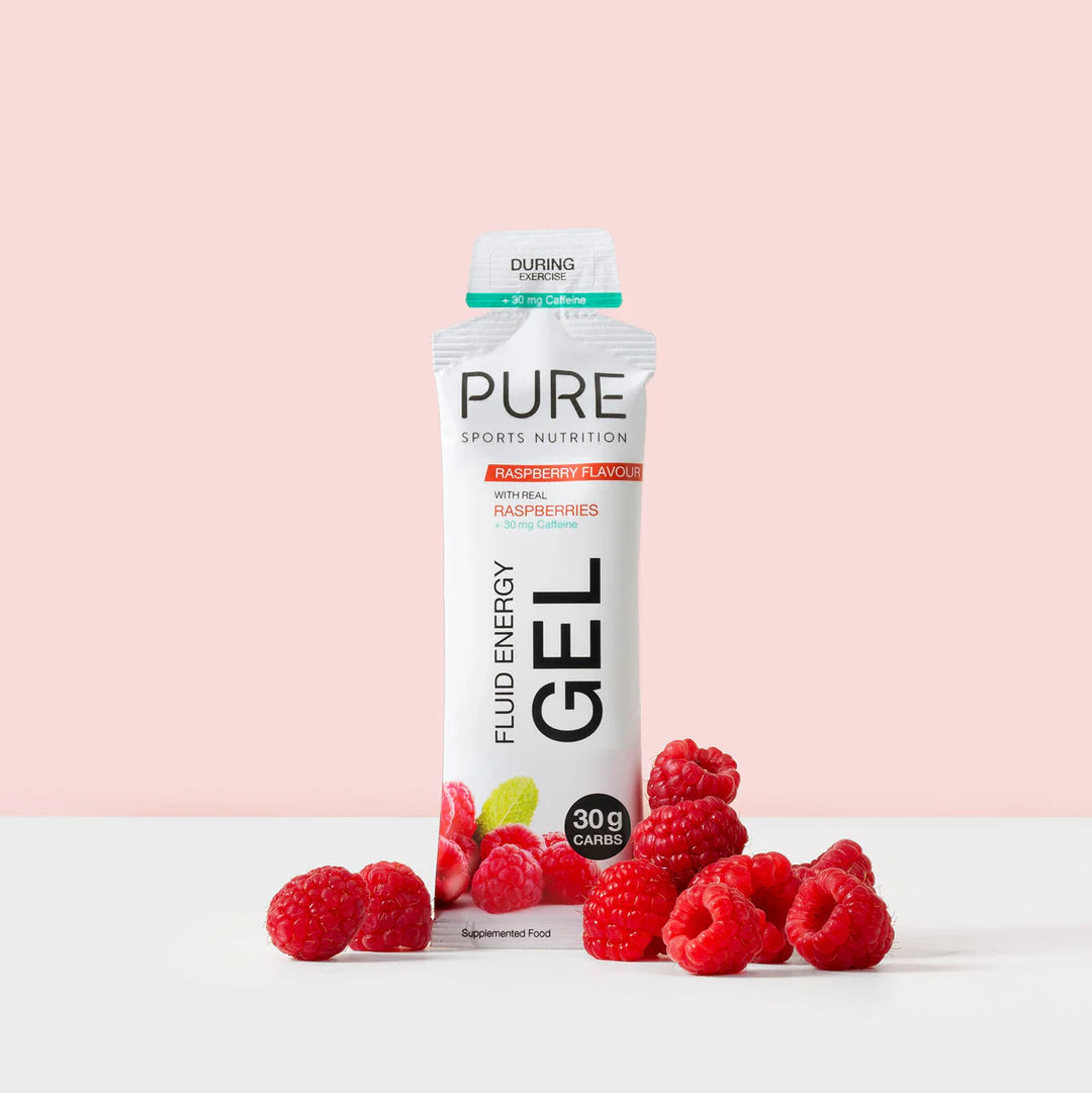 Pure Fluid Energy Gel, Raspberry with 30mg Caffeine - 50g image 2