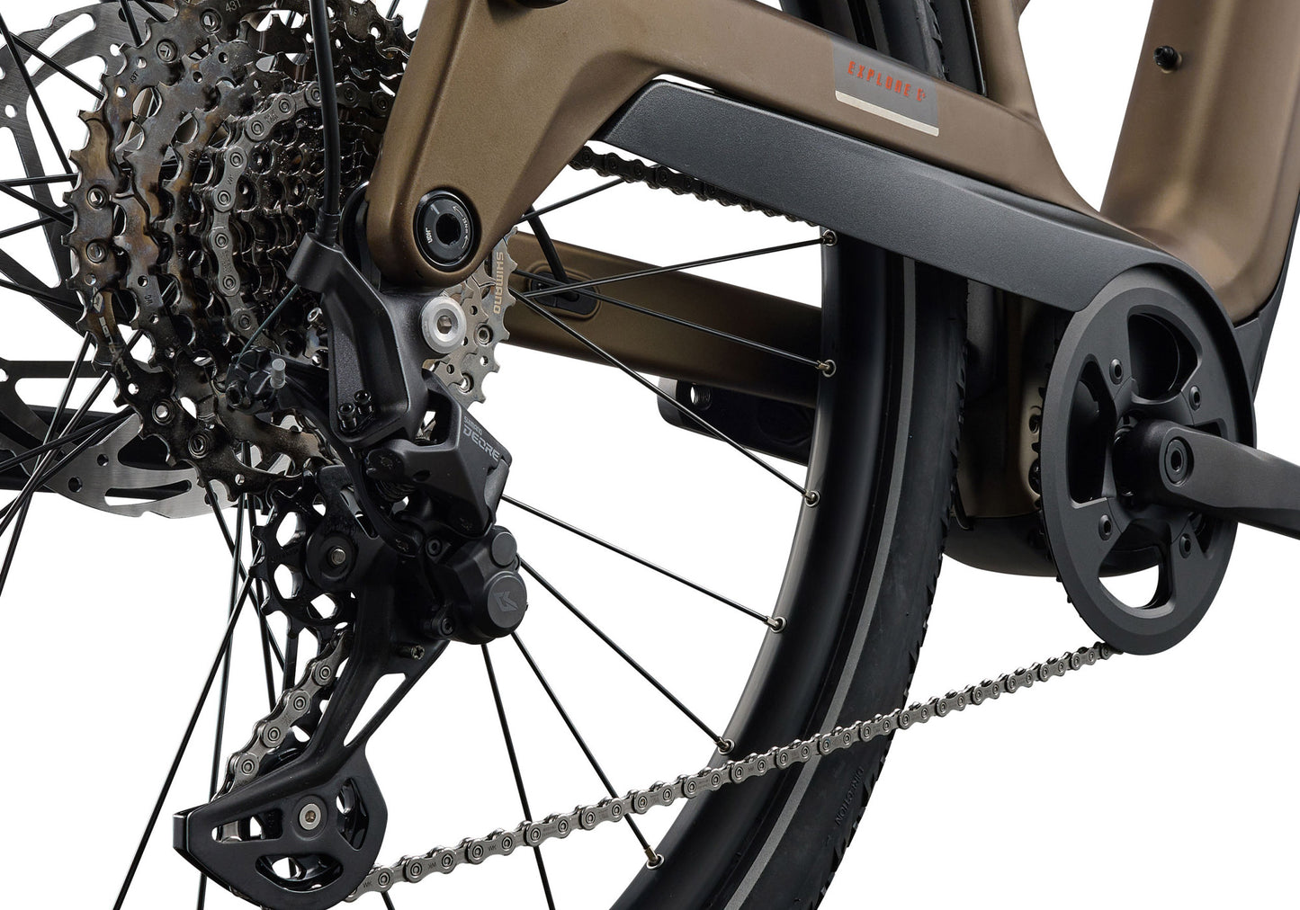 2026 Giant Explore E+ 3 Double Diamond, Men's Electric Bike, Pyrite Brown image 2