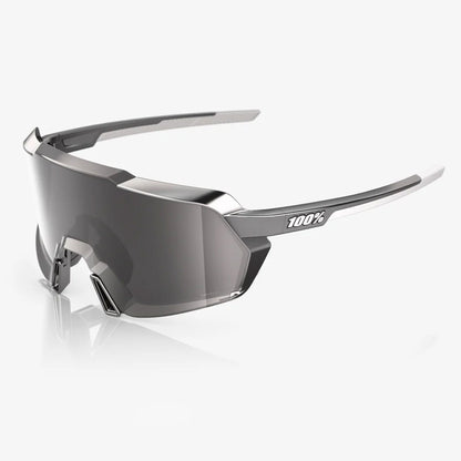 100% Korbin Unisex Cycling Sunglasses, Gloss Black Chrome, Hiper Silver Chrome Mirror Lens Side view