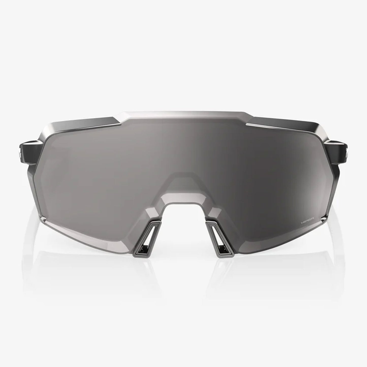 100% Korbin Unisex Cycling Sunglasses, Gloss Black Chrome, Hiper Silver Chrome Mirror Lens Front view