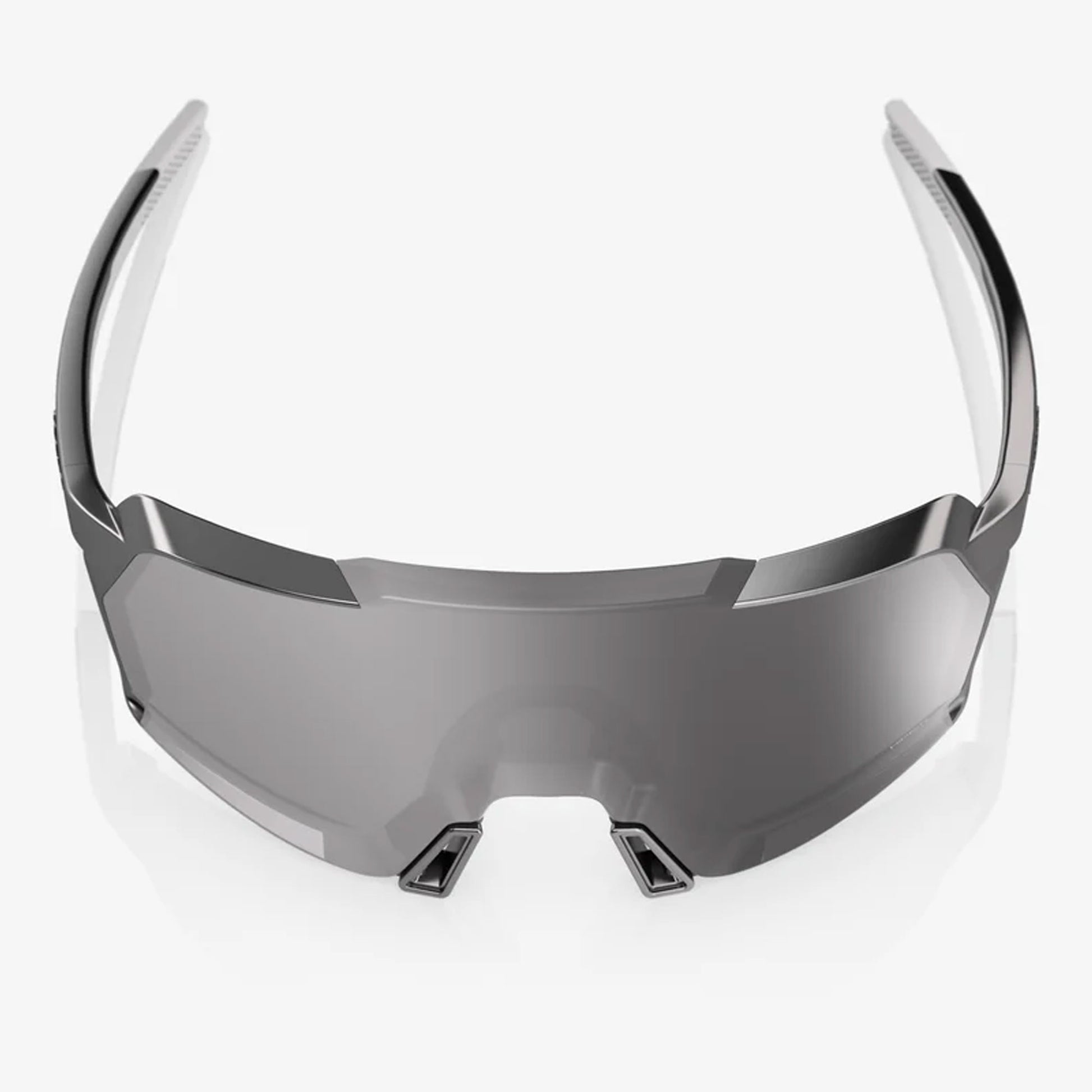 100% Korbin Unisex Cycling Sunglasses, Gloss Black Chrome, Hiper Silver Chrome Mirror Lens Top view