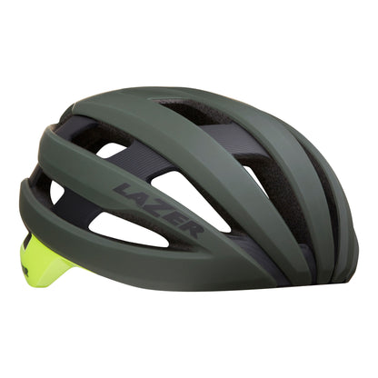Lazer Sphere Unisex MIPS Road Cycling Helmet - Matt Dark Green Flash Yellow