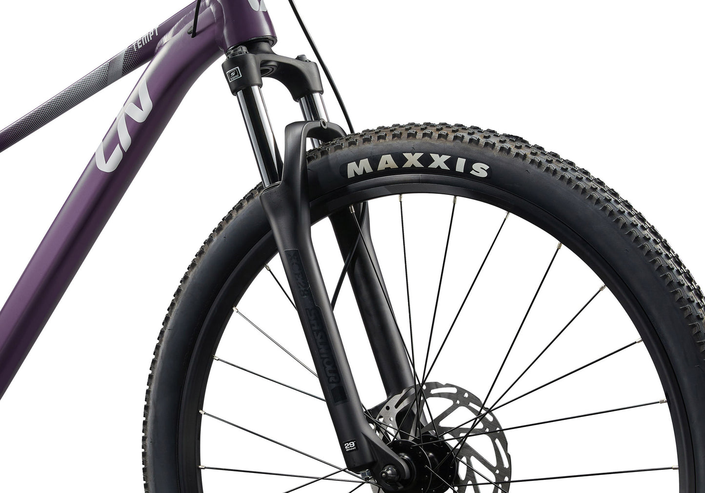 2025 Giant Liv Tempt 3 29 Women's Mountain Bike, Tyrian Purple fork detail