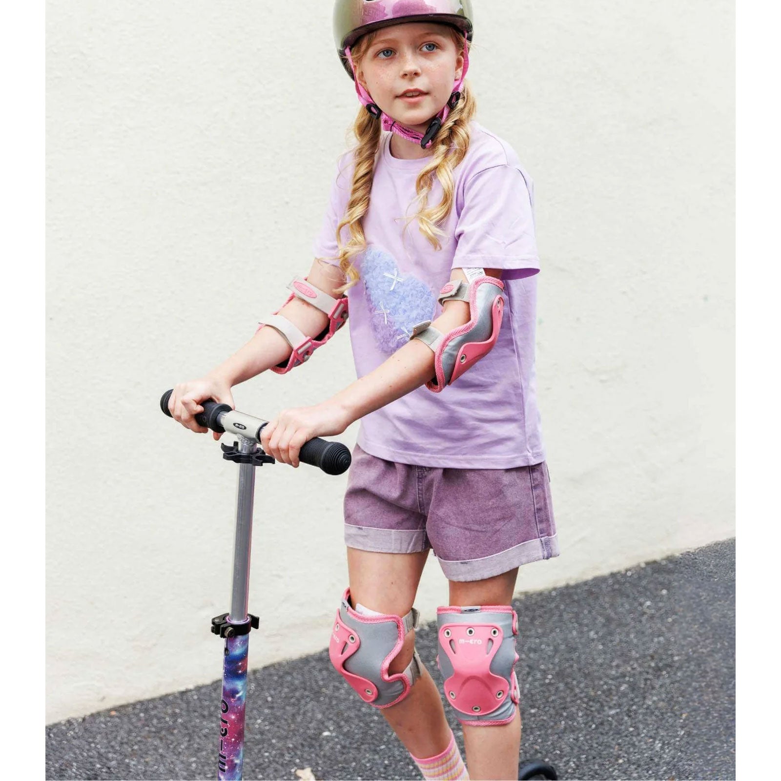 Micro Kids Knee & Elbow Pads Reflective - Reflective Pink image 3