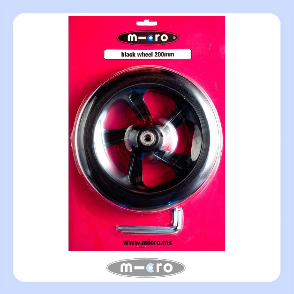Micro Scooter Wheel Black 200mm Suits Micro Classic, Suspension, Cruiser