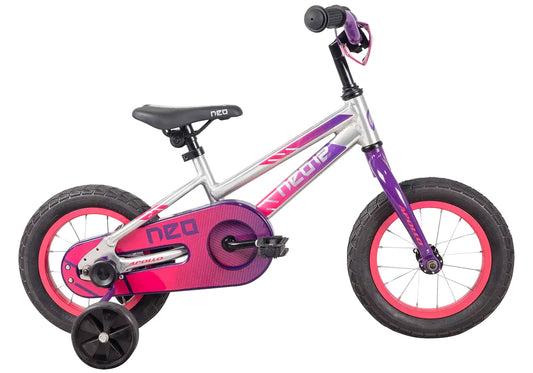 Neo+ 12 Single Speed Bike, Brushed Alloy / Purple, Navy Blue Fade - Rider Height: 85-102cm, Age: 2-4 Years