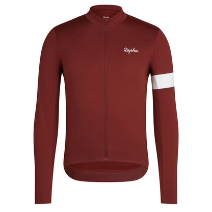 Rapha Men's Core Long Sleeve Thermal Cycling Jersey - Brick/White image 1