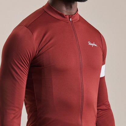 Rapha Men's Core Long Sleeve Thermal Cycling Jersey - Brick/White image 3