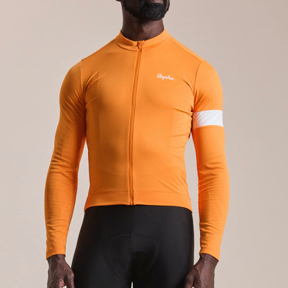 Rapha Men's Core Long SleeveThermal Cycling Jersey - Orange/White image 3