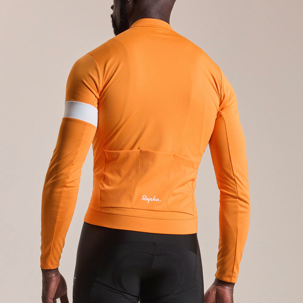 Rapha Men's Core Long SleeveThermal Cycling Jersey - Orange/White image 4