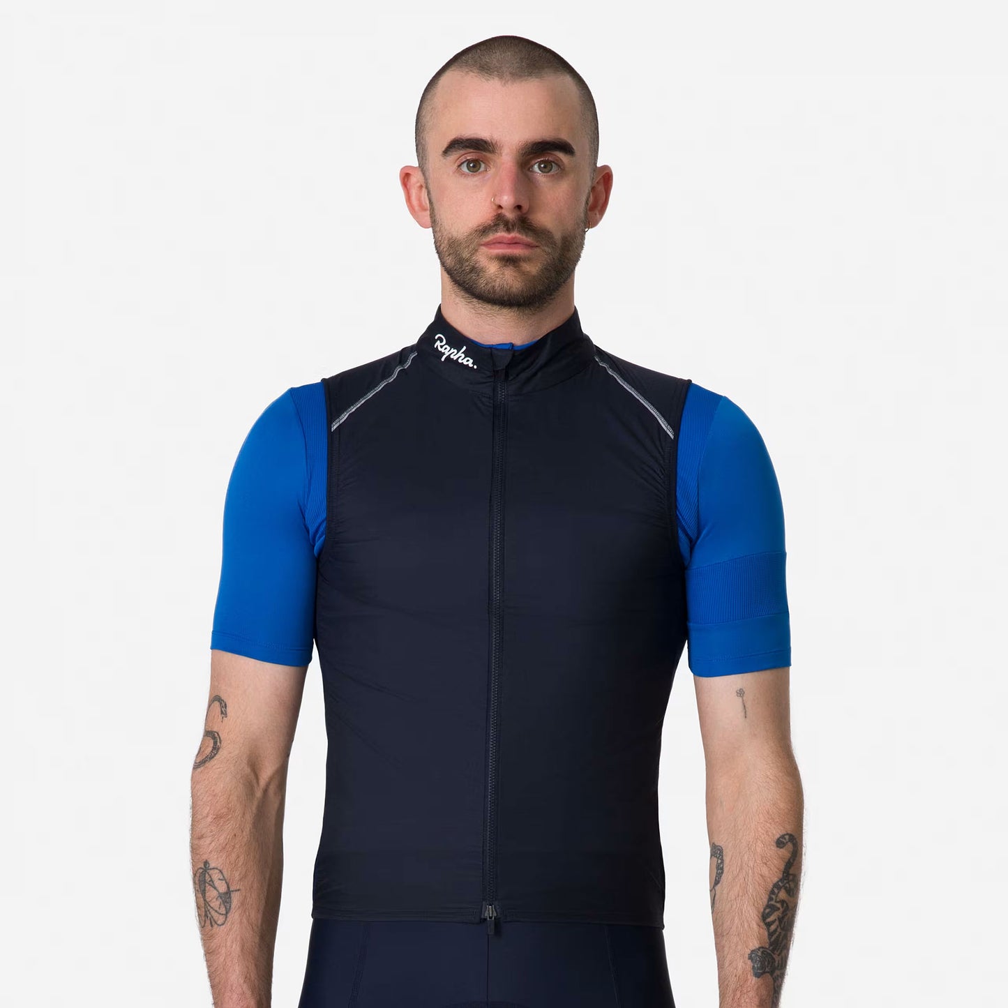 Rapha Men's Brevet Element Gilet, Dark Navy / White detail 1