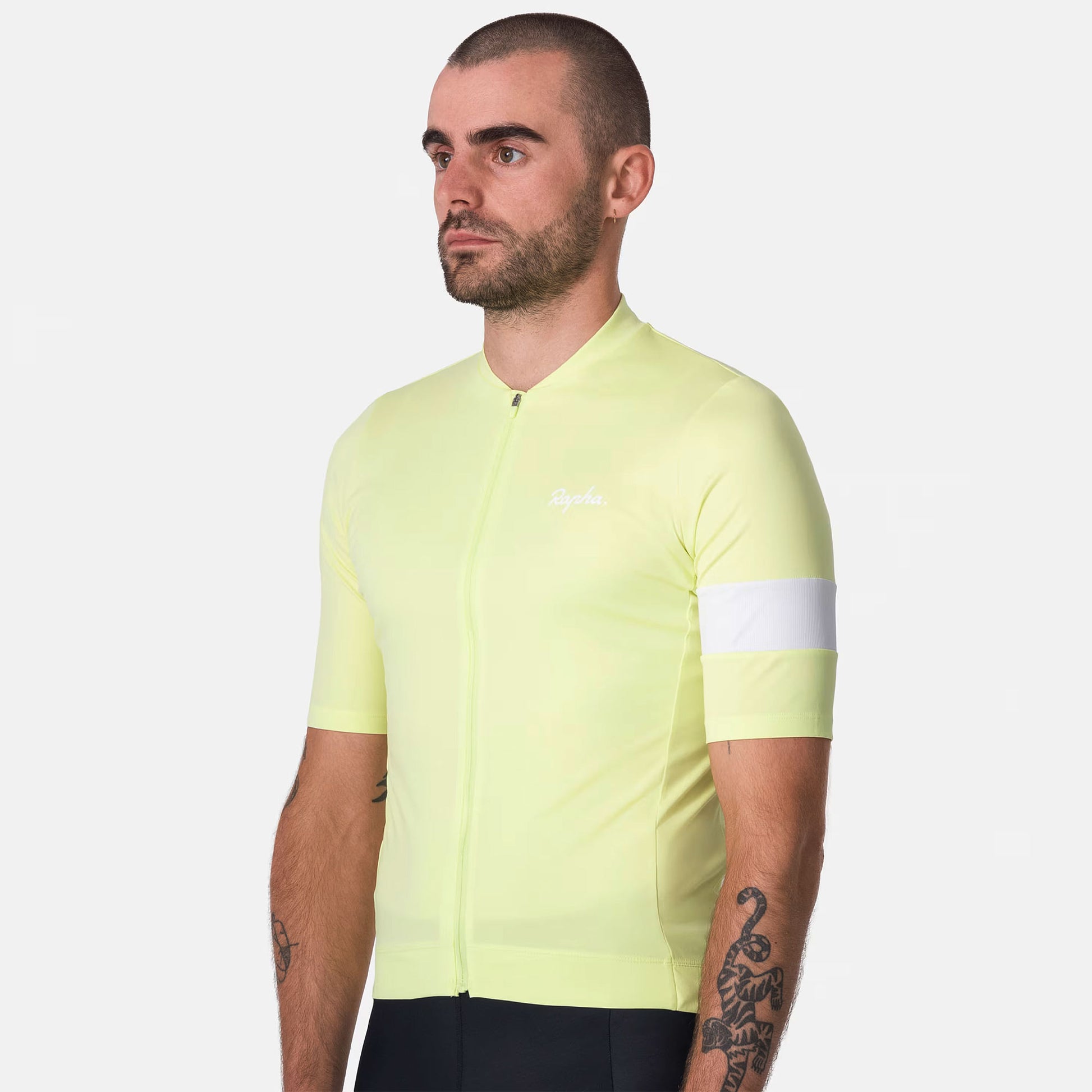 Rapha Men's Core Jersey Lime Green/White detail 1