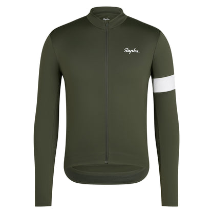 Rapha Men's Core Thermal Long Sleeve Jersey - Dark Green/White BNE01XXDDW image 1