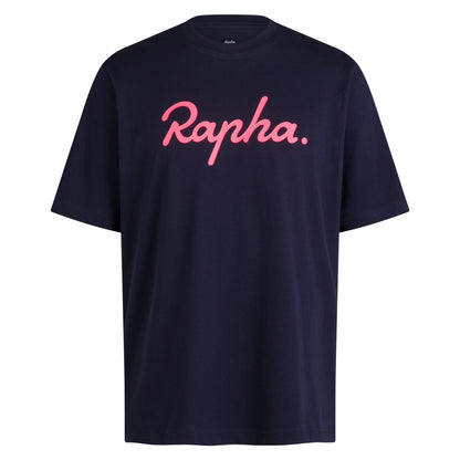 Rapha Men's T-Shirt Cotton Large Logo, Navy Front