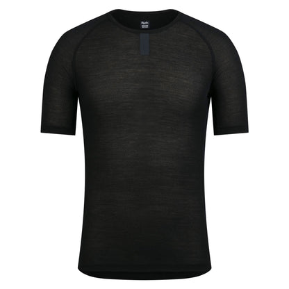 Rapha Men's Merino Lightweight Base Layer Short Sleeve, Black front view