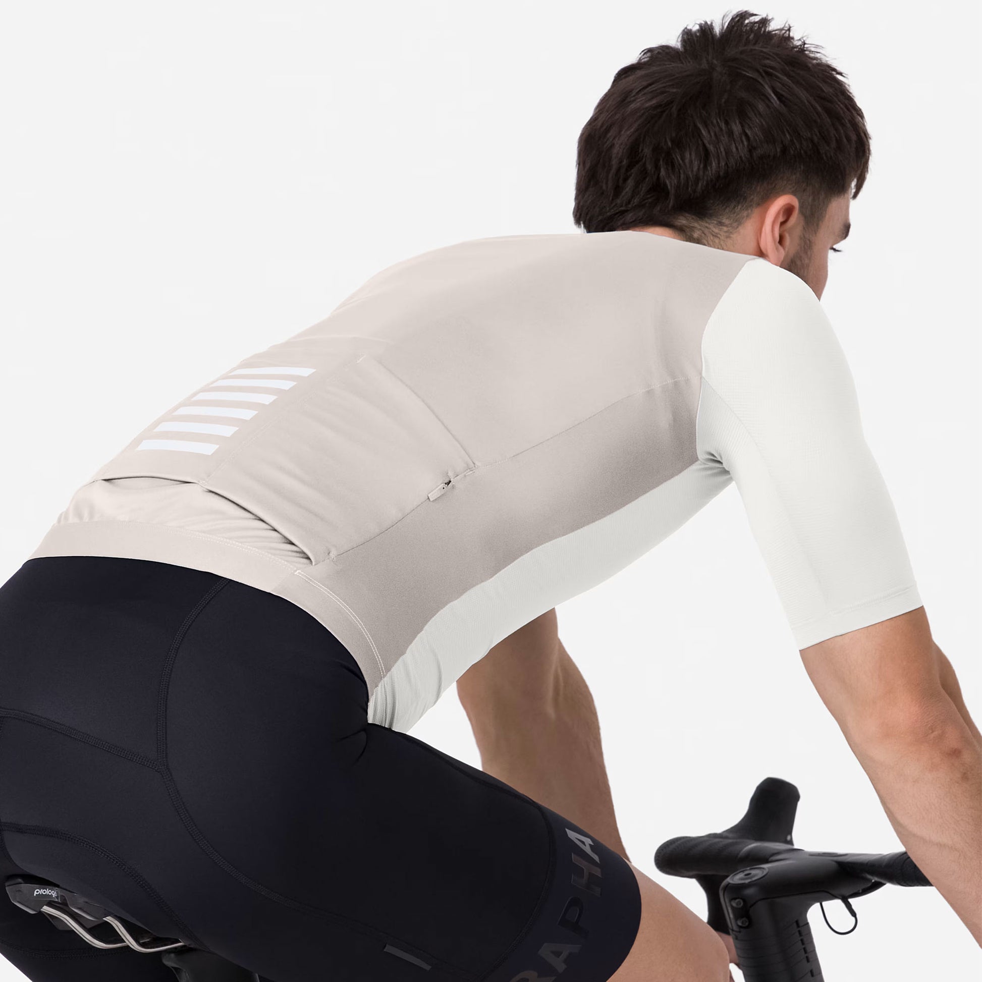 Rapha Men's Pro Team Training Jersey, White Alyssum/ Silver Rear 2