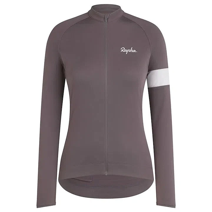Rapha Women's Core Thermal Long Sleeve Jersey, Mushroom / White Front