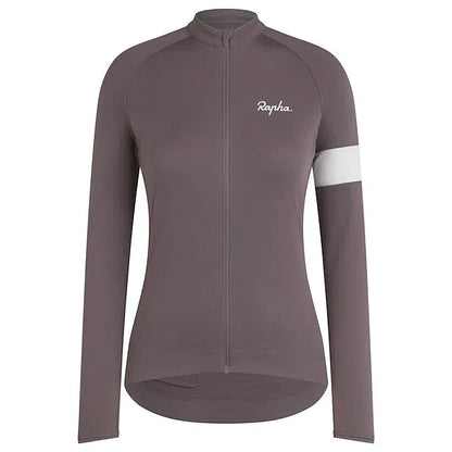 Rapha Women's Core Thermal Long Sleeve Jersey, Mushroom / White Front