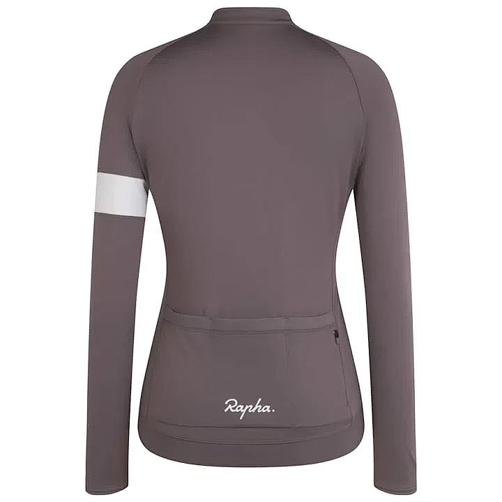Rapha Women's Core Thermal Long Sleeve Jersey, Mushroom / White Rear