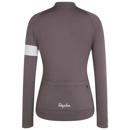 Rapha Women's Core Thermal Long Sleeve Jersey, Mushroom / White Rear