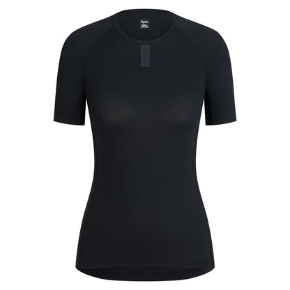 Rapha Women's Merino Short Sleeve Base Layer - Black front