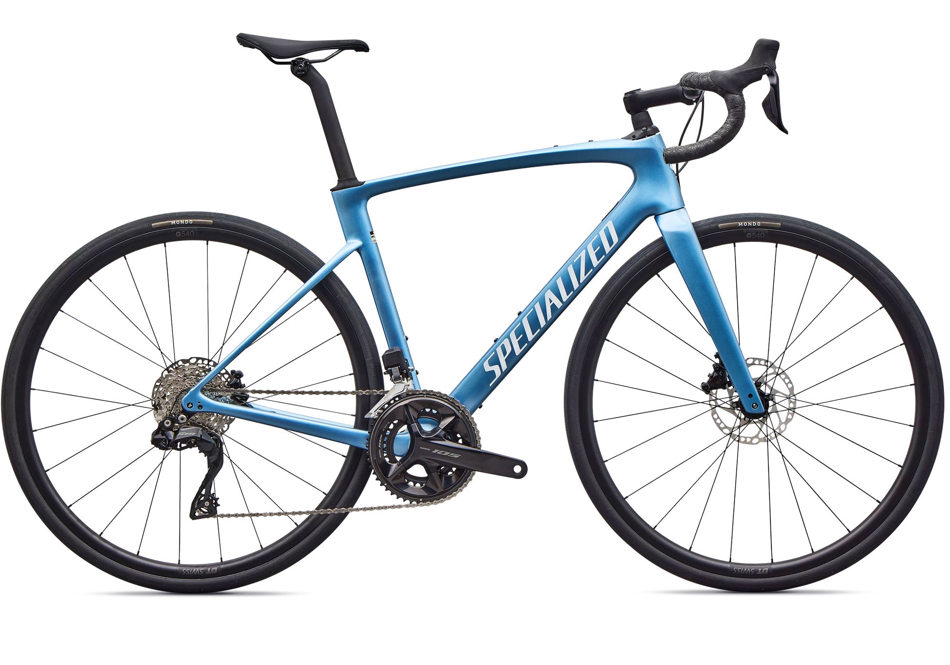 2026 Specialized Roubaix SL8 Comp Shimano 105 Di2 Unisex Road Bike, Gloss Glacial Metallic/White image 2