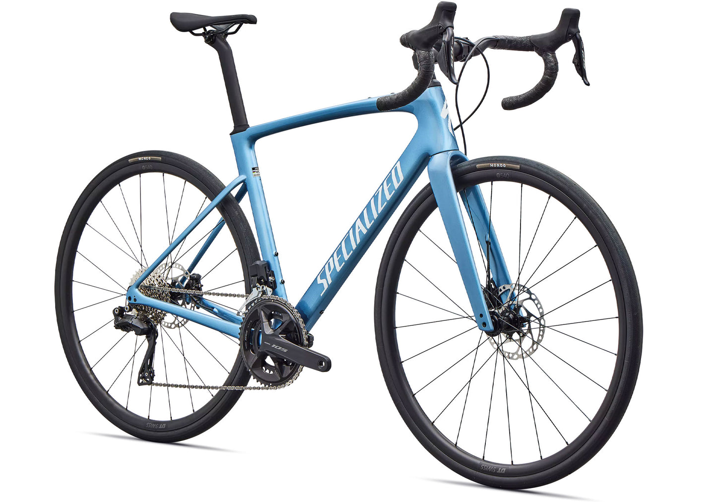2026 Specialized Roubaix SL8 Comp Shimano 105 Di2 Unisex Road Bike, Gloss Glacial Metallic/White image 1
