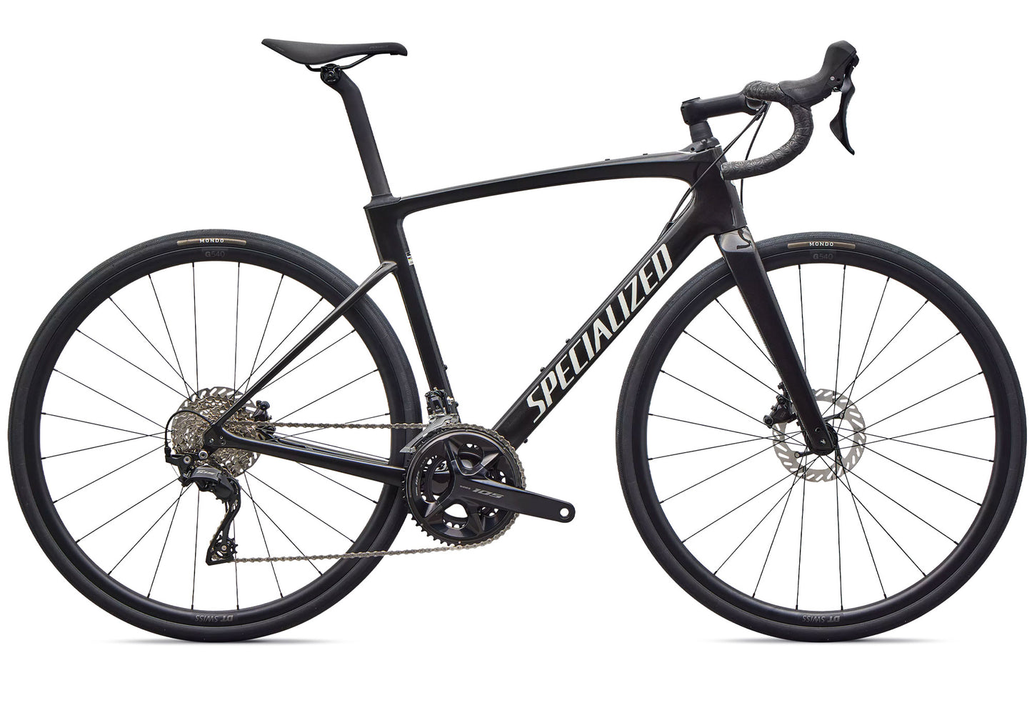 2026 Specialized Roubaix SL8 Sport Unisex Road Bike, Gloss Obsidian Metallic/Dune White image 2