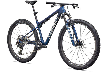 2026 Specialized S-Works Epic World Cup Unisex Mountain Bike, Gloss Carbon Cyan Blue / Metallic White Silver image 1
