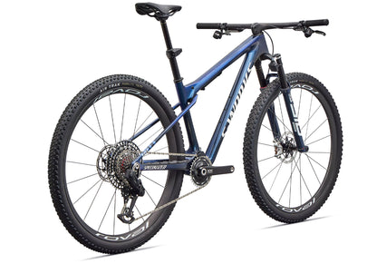 2026 Specialized S-Works Epic World Cup Unisex Mountain Bike, Gloss Carbon Cyan Blue / Metallic White Silver image 2